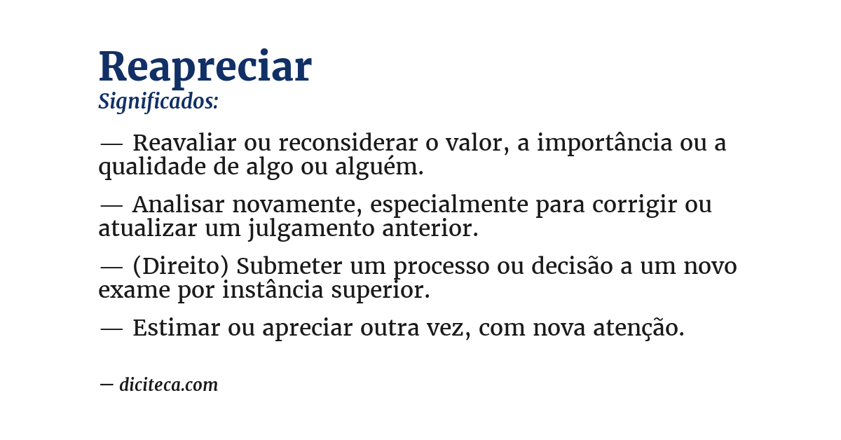 Significado de reapreciar