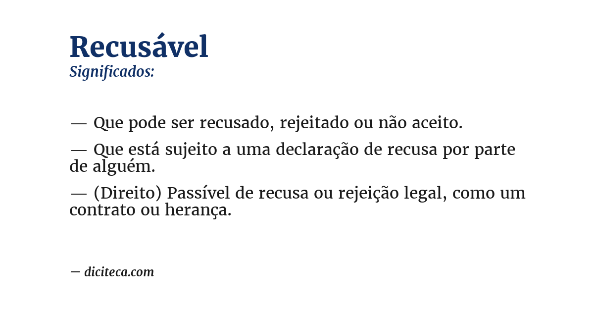 Significado de recusável