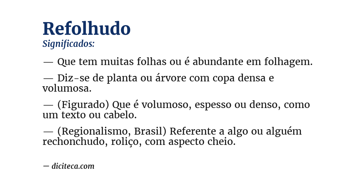 Significado de refolhudo