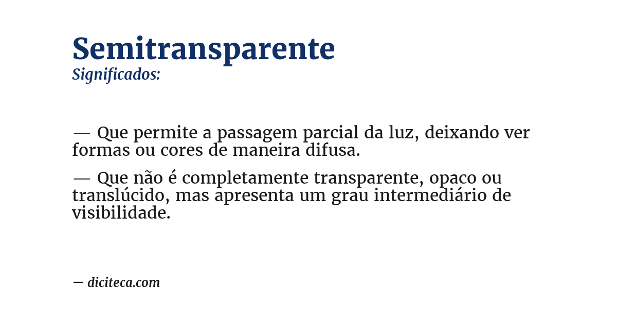 Significado de semitransparente