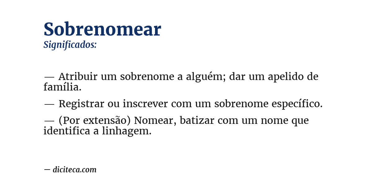 Significado de sobrenomear