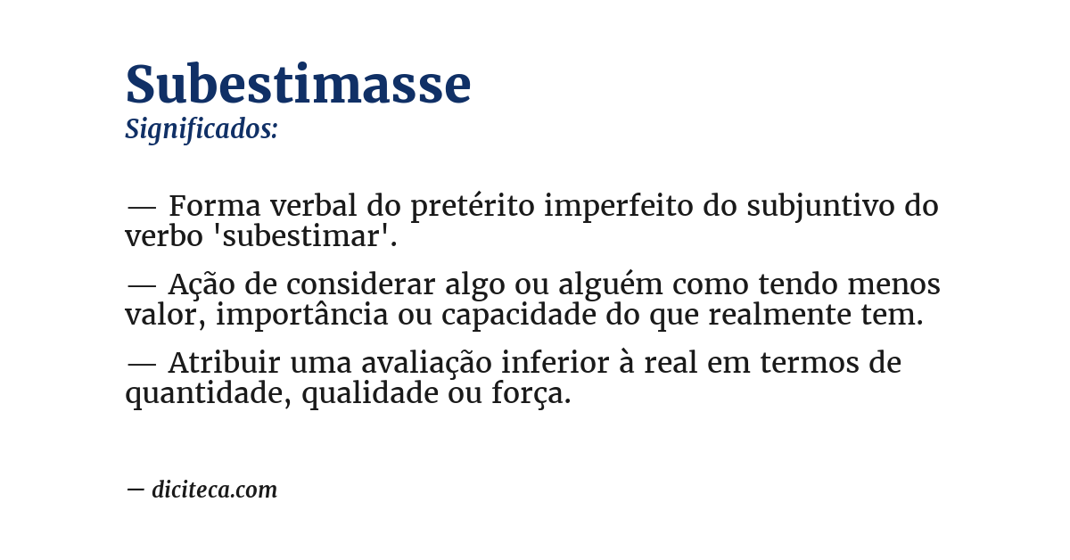 Significado de subestimasse