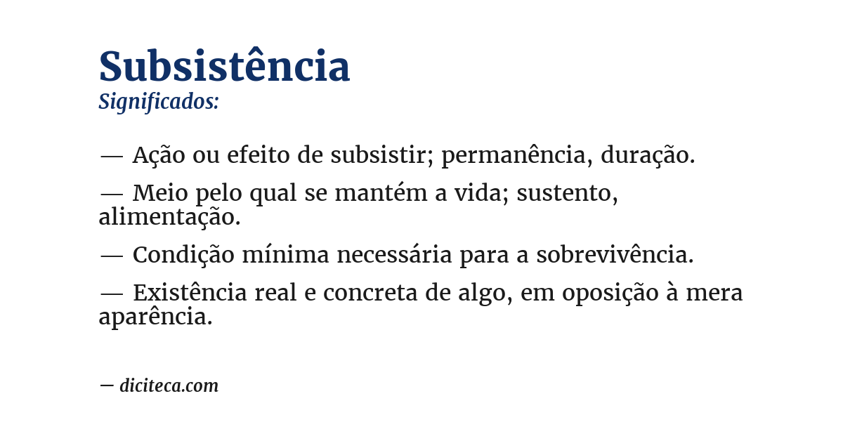 Significado de subsistência
