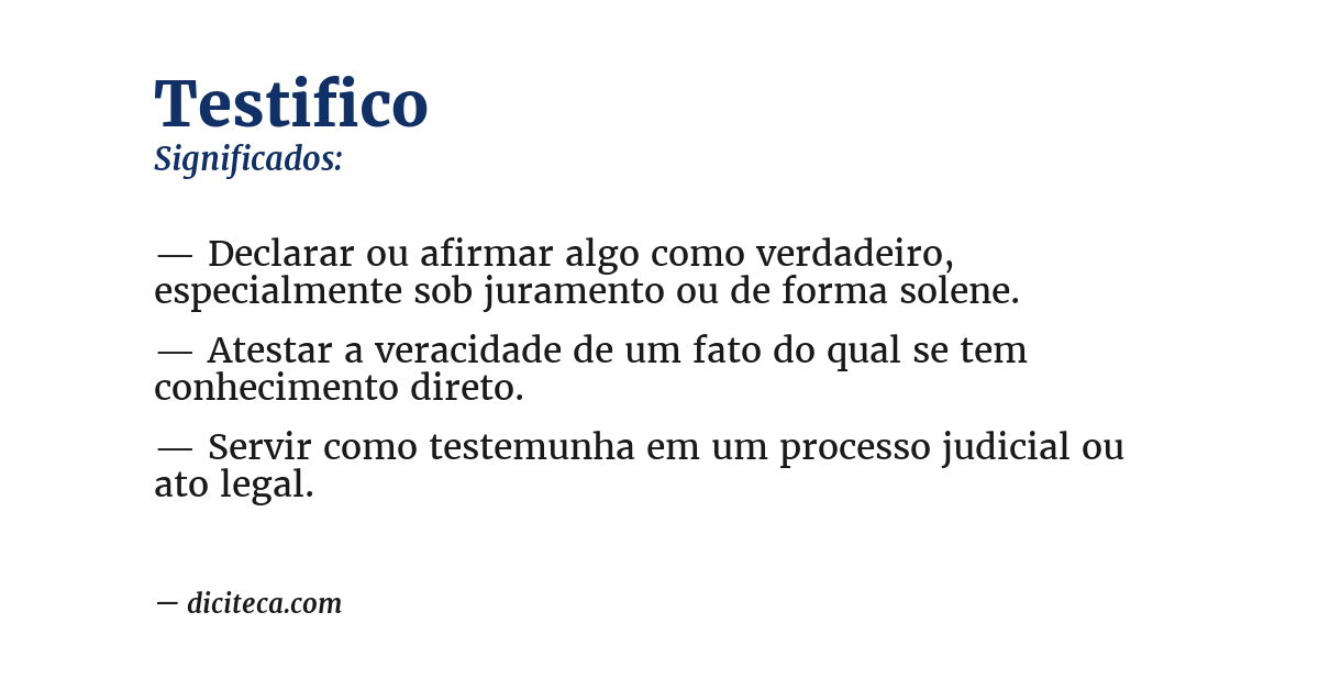 Significado de testifico
