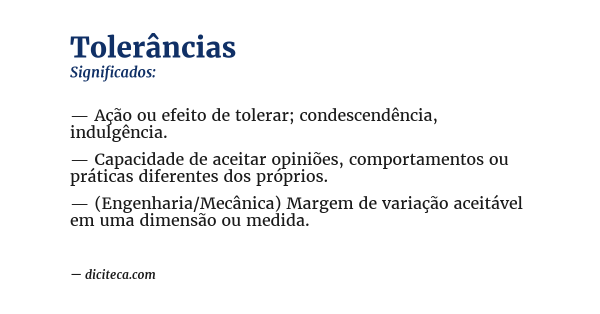 Significado de tolerâncias