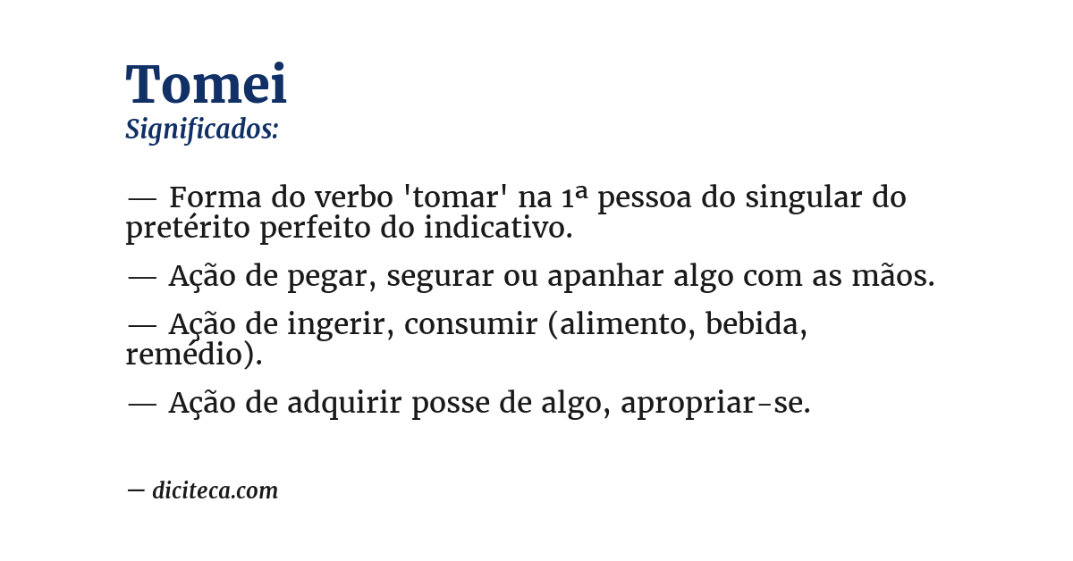 Significado de tomei