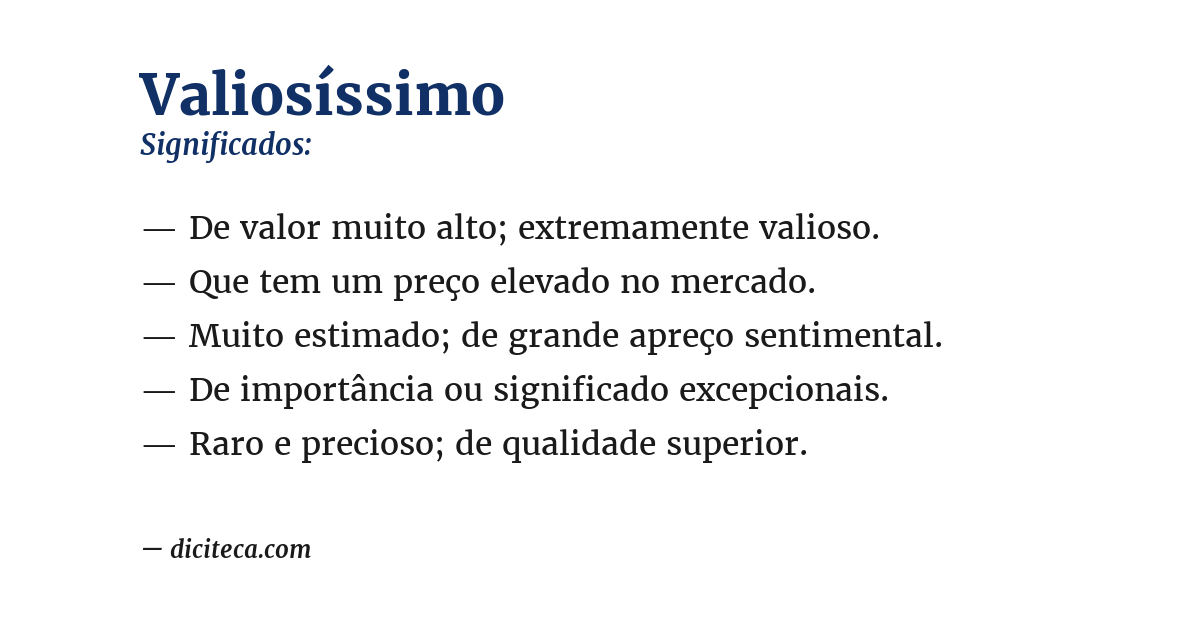 Significado de valiosíssimo