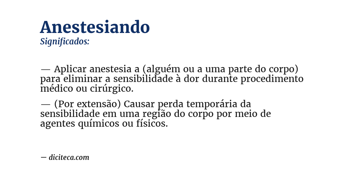 Significado de anestesiando