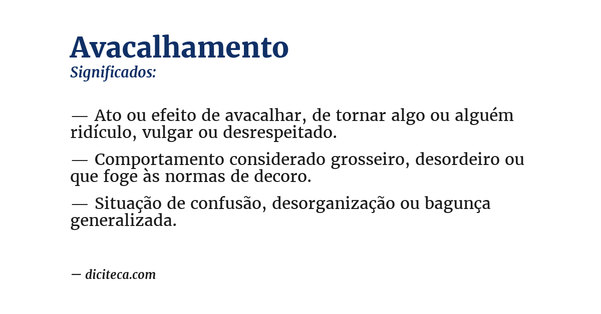 Significado de avacalhamento