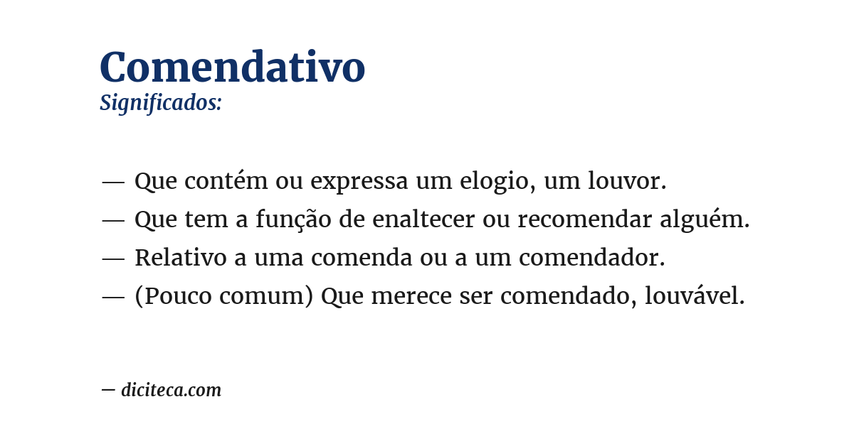 Significado de comendativo