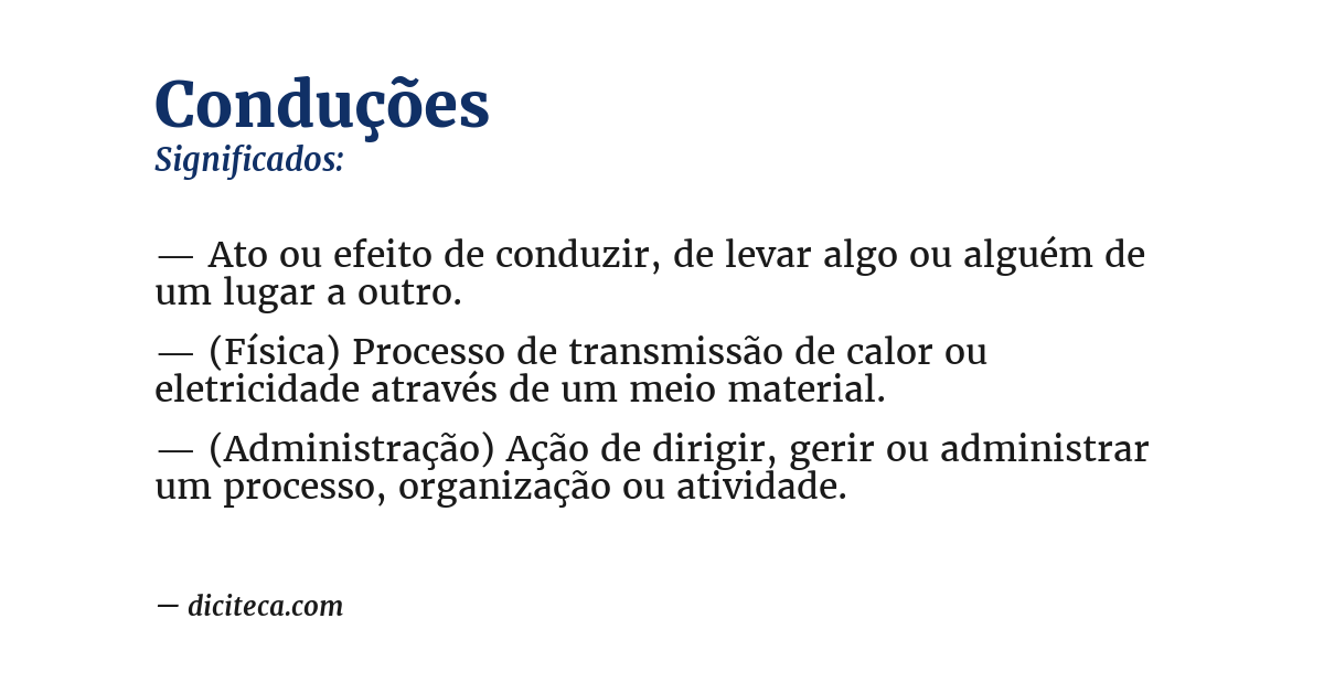 Significado de conduções
