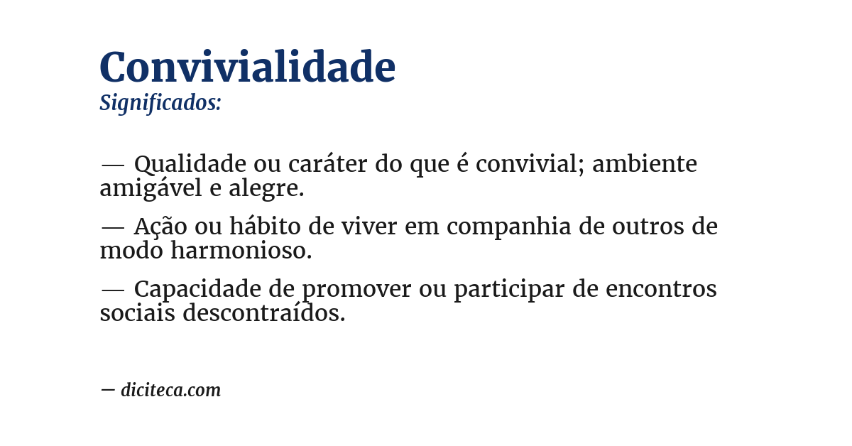 Significado de convivialidade