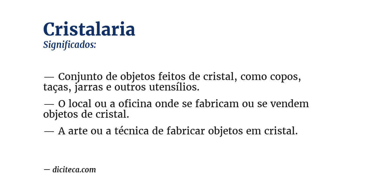 Significado de cristalaria