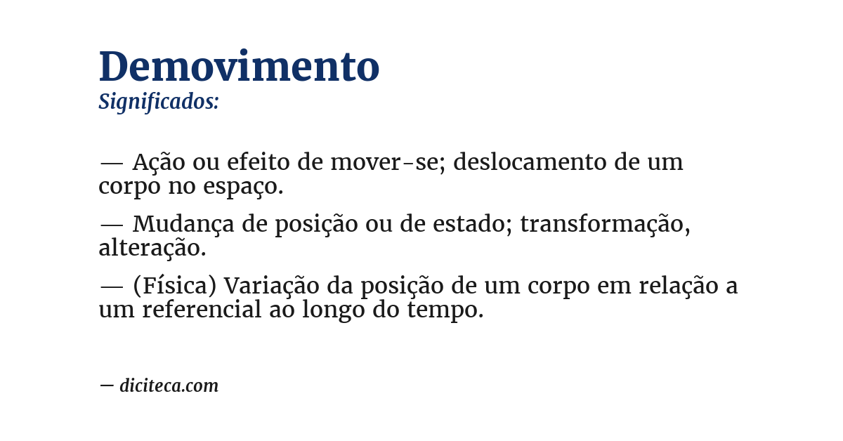 Significado de demovimento