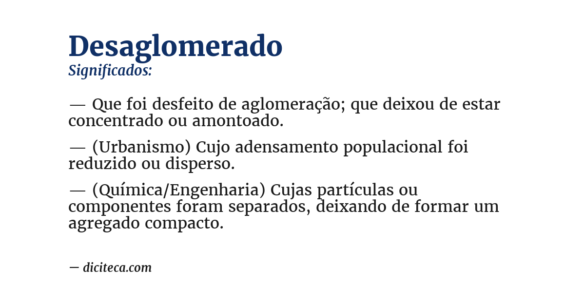 Significado de desaglomerado