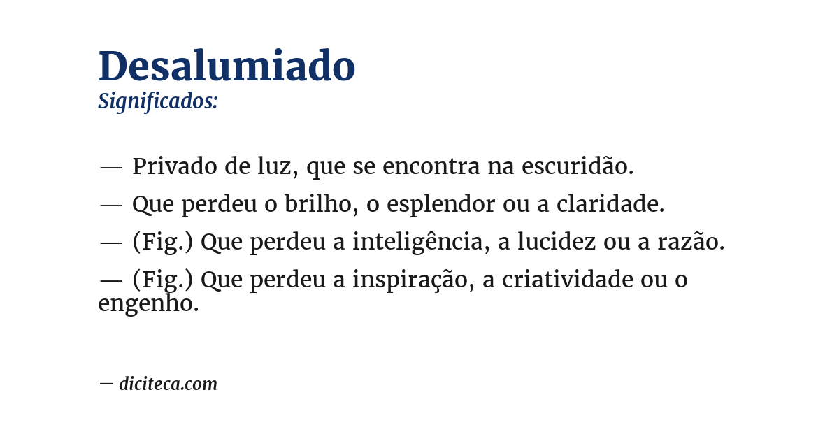 Significado de desalumiado