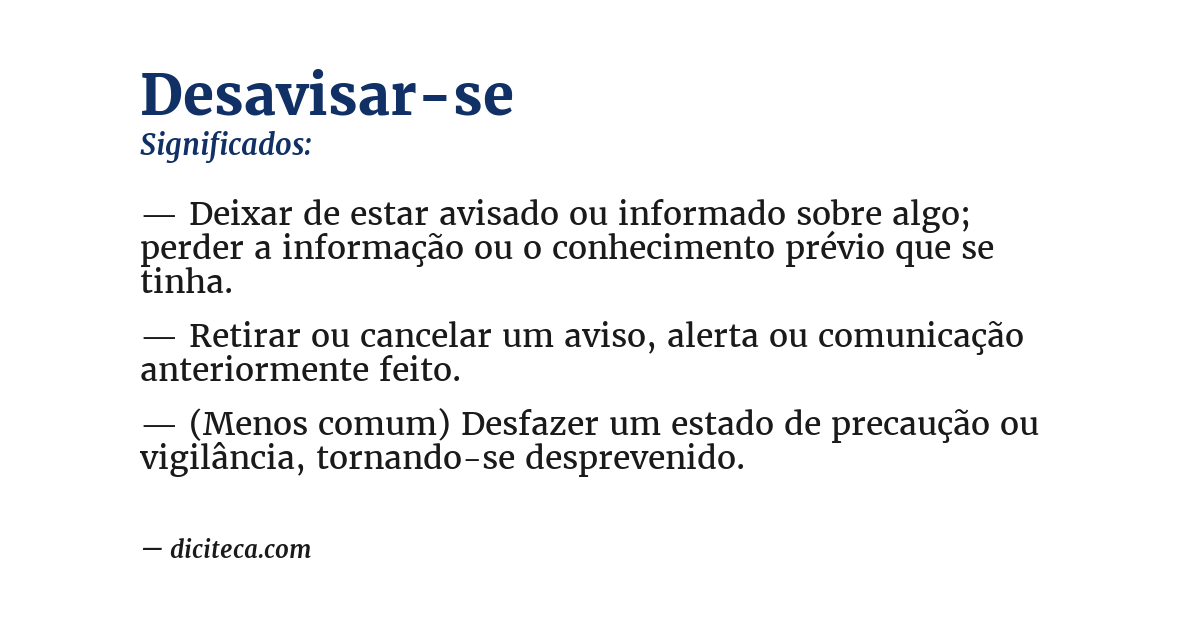 Significado de desavisar-se