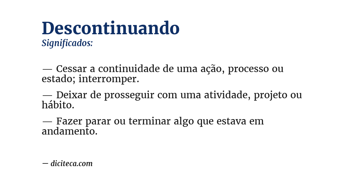 Significado de descontinuando