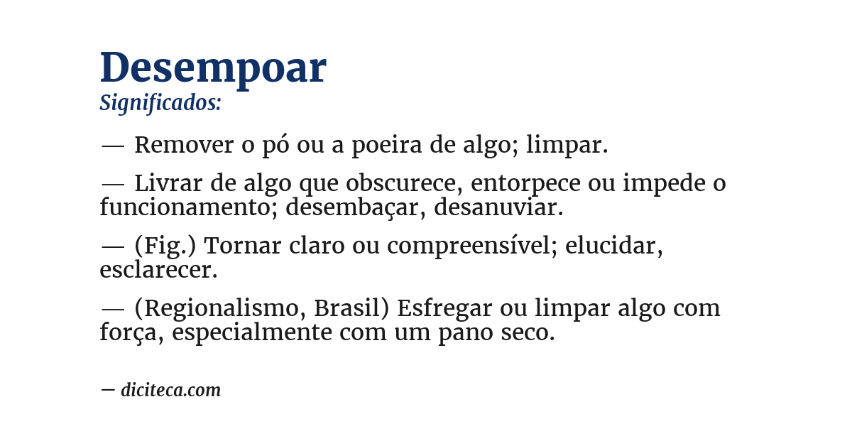 Significado de desempoar