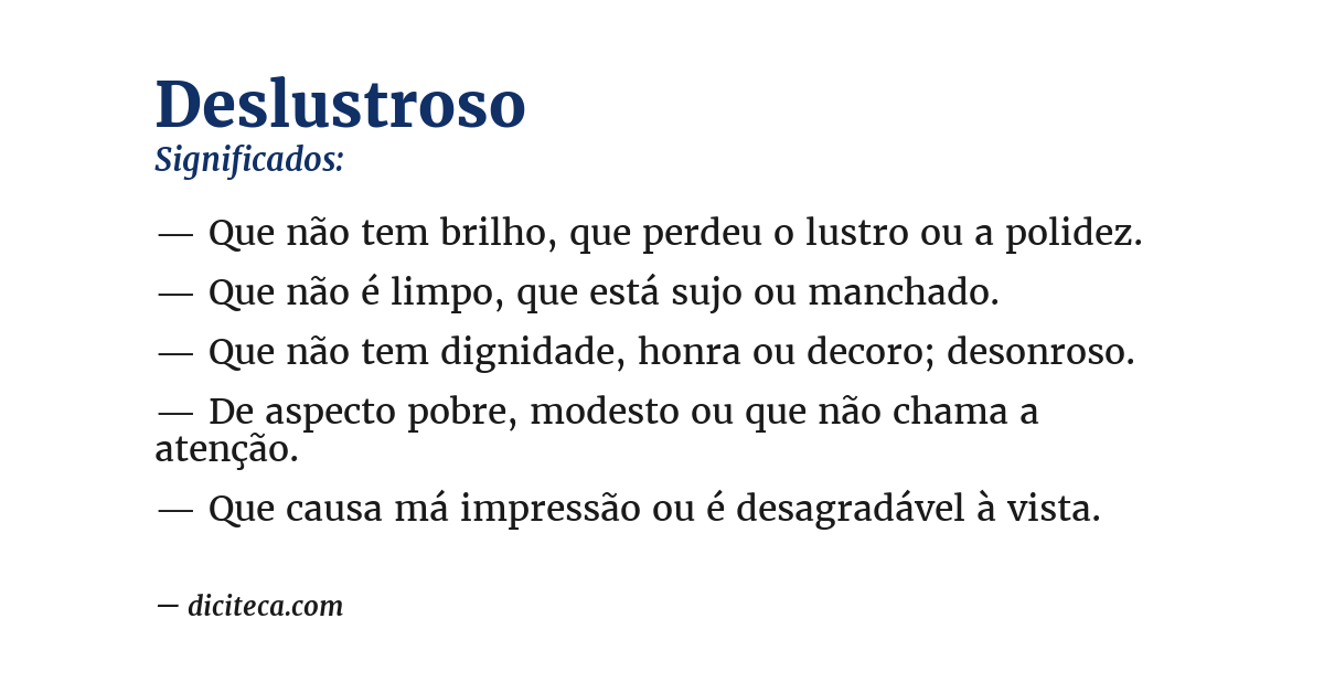 Significado de deslustroso