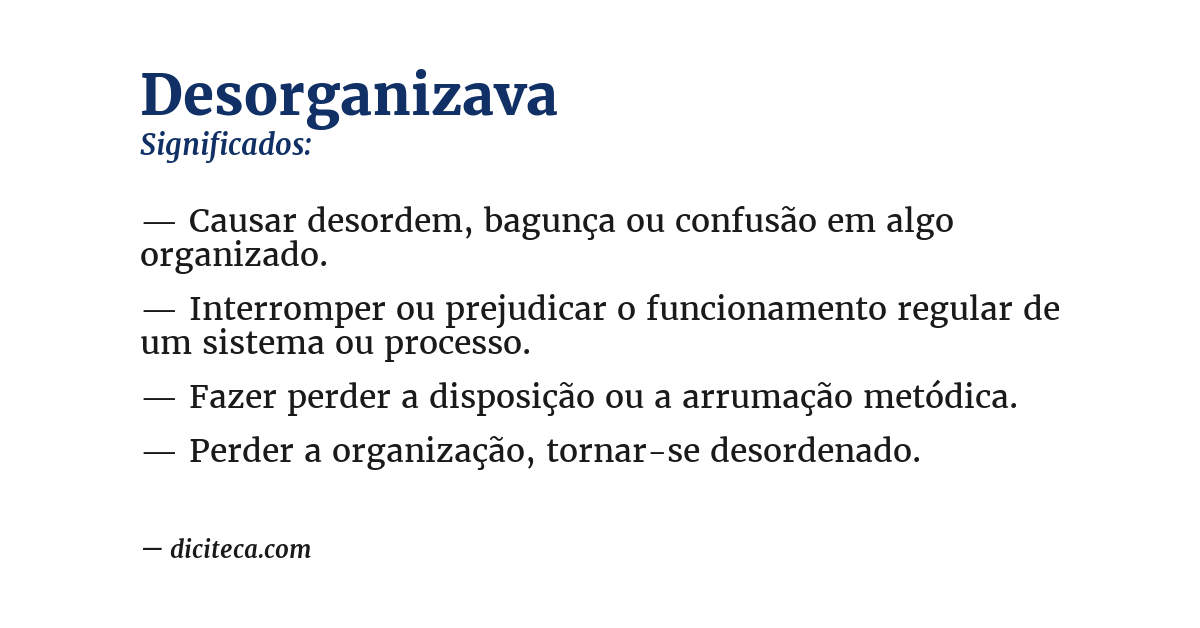 Significado de desorganizava