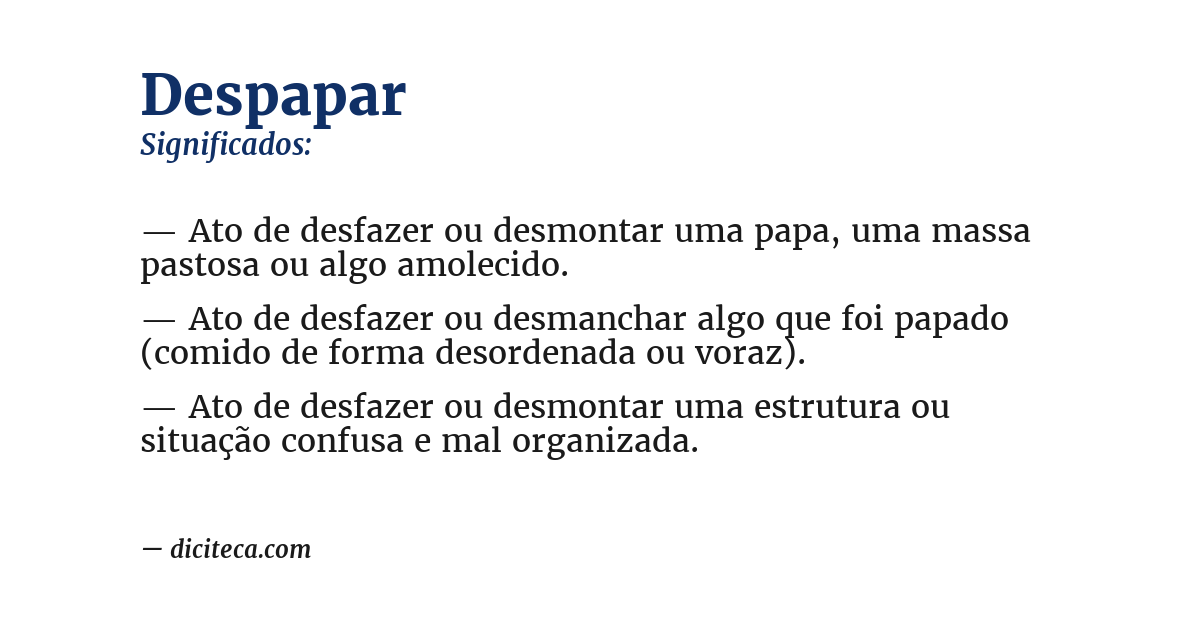 Significado de despapar