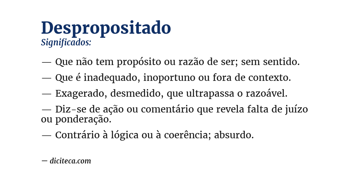 Significado de despropositado