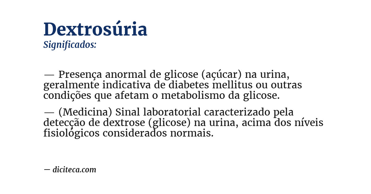Significado de dextrosúria