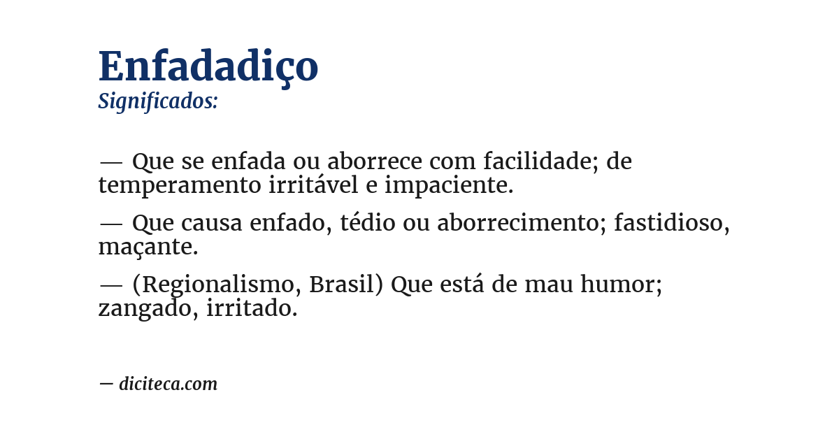 Significado de enfadadiço