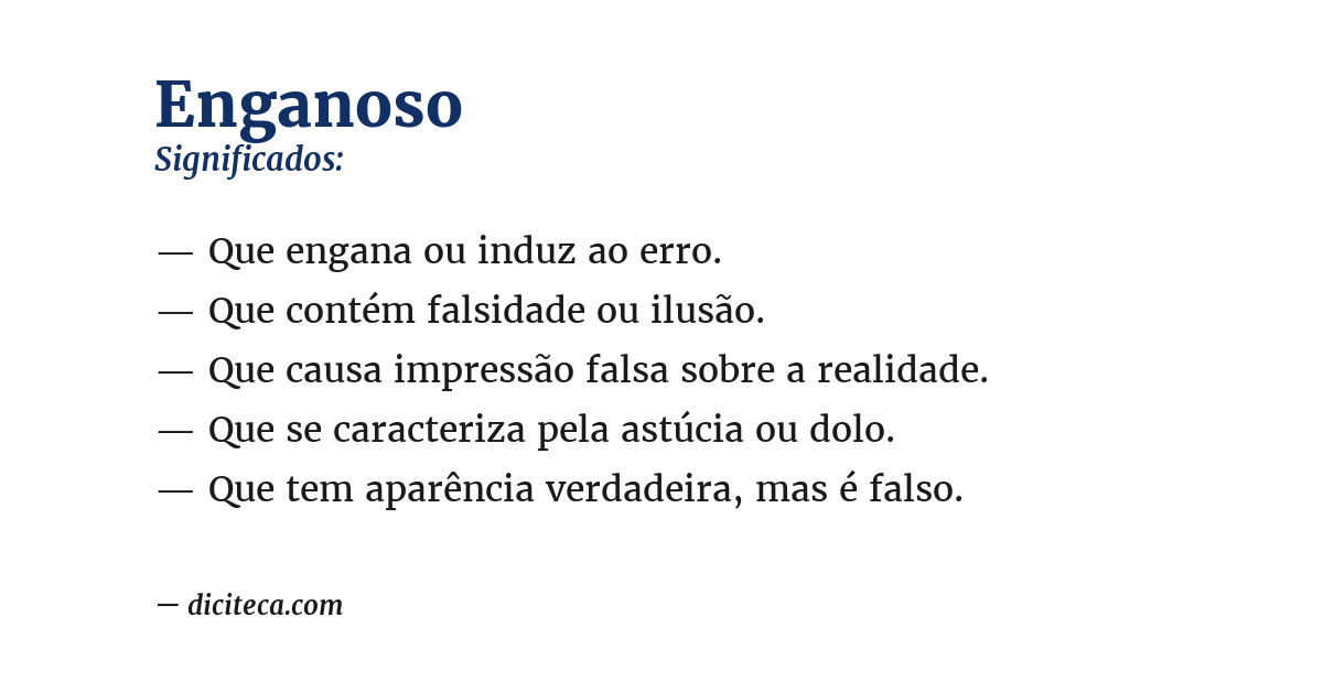 Significado de enganoso