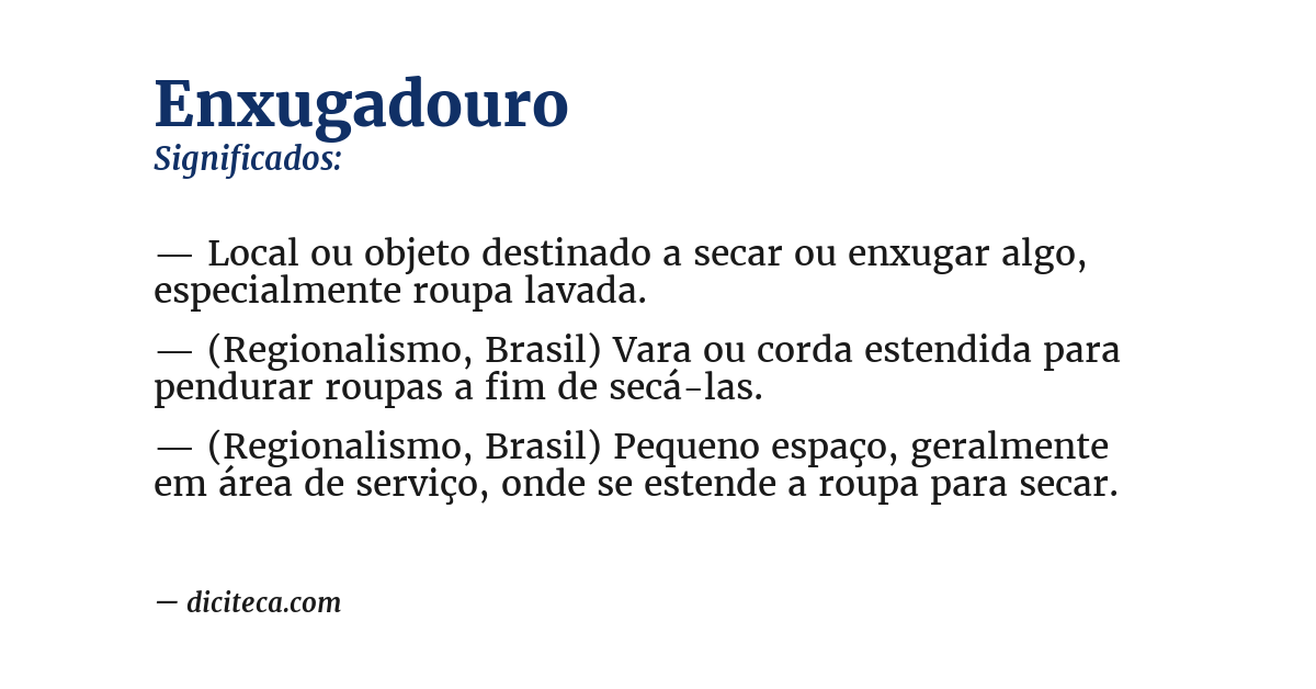 Significado de enxugadouro