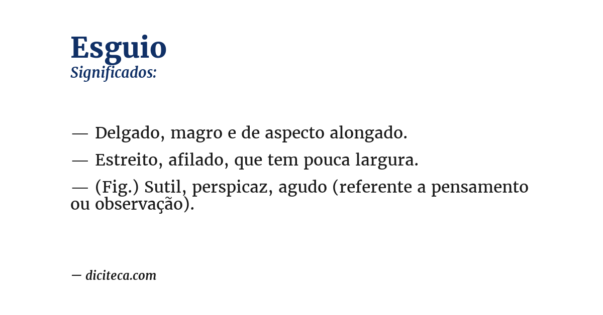 Significado de esguio