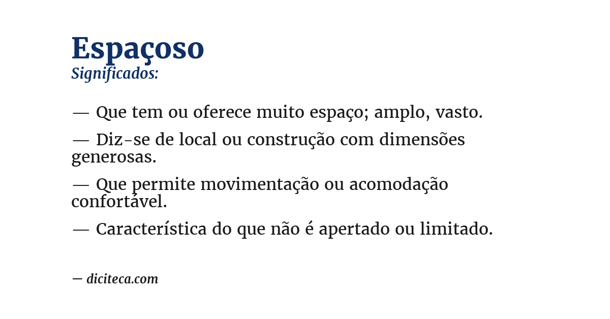 Significado de espaçoso