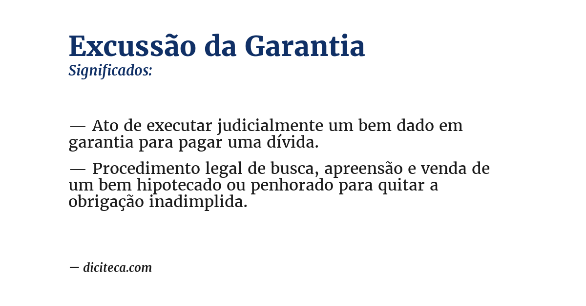 Significado de excussão da garantia
