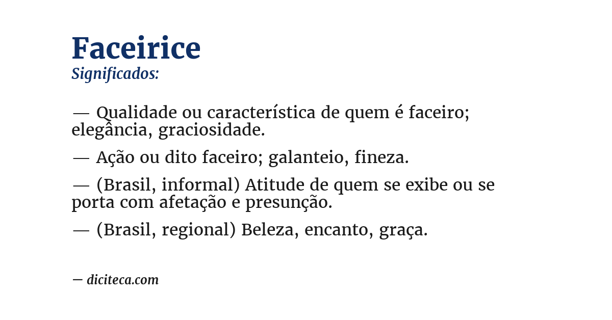 Significado de faceirice