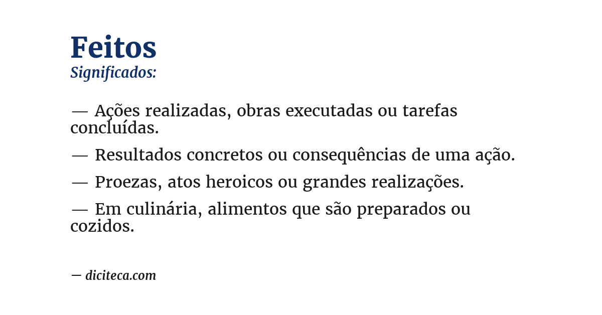 Significado de feitos