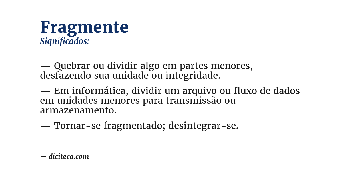 Significado de fragmente