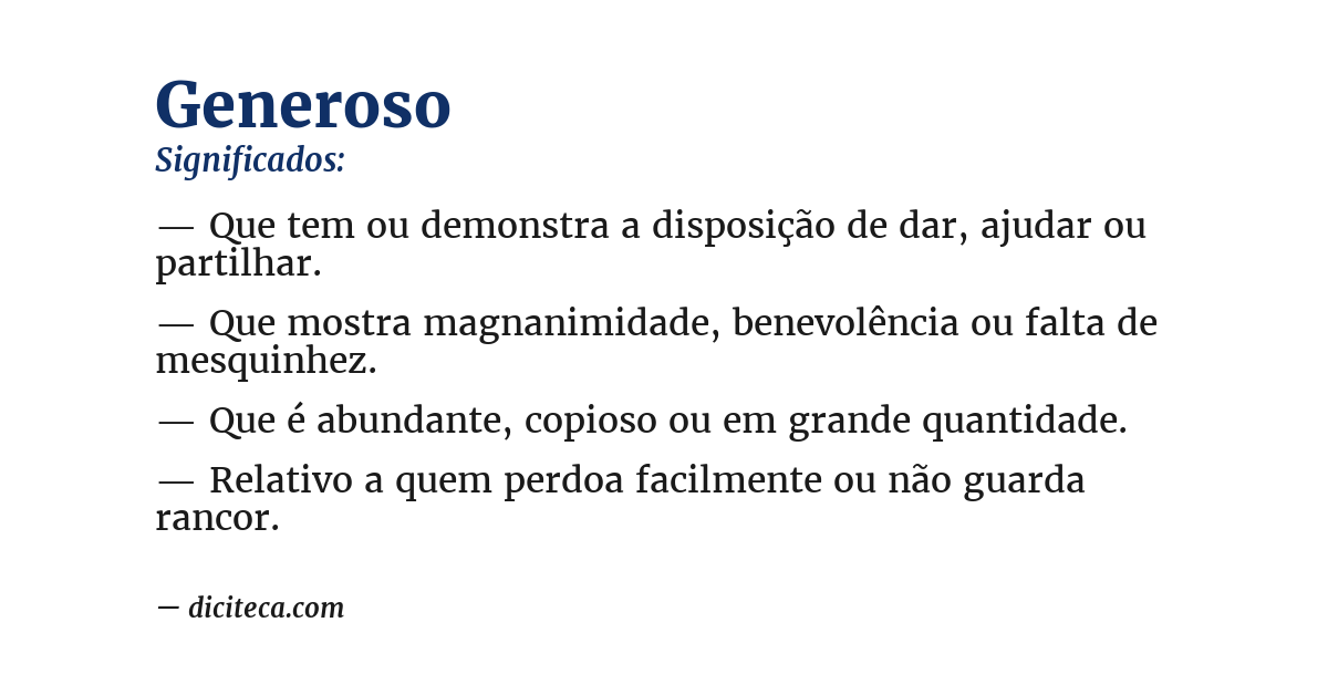 Significado de generoso