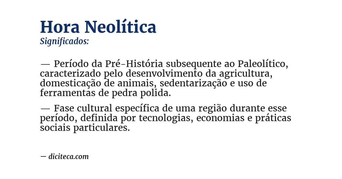 Significado de hora neolítica