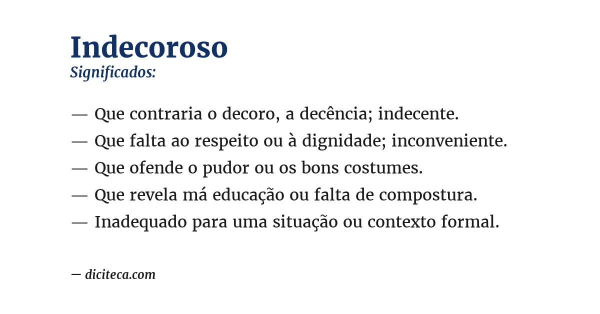 Significado de indecoroso