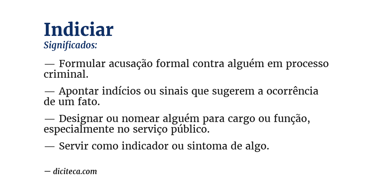 Significado de indiciar