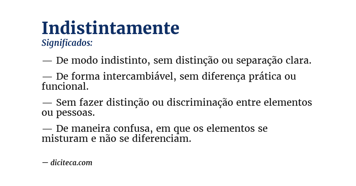 Significado de indistintamente