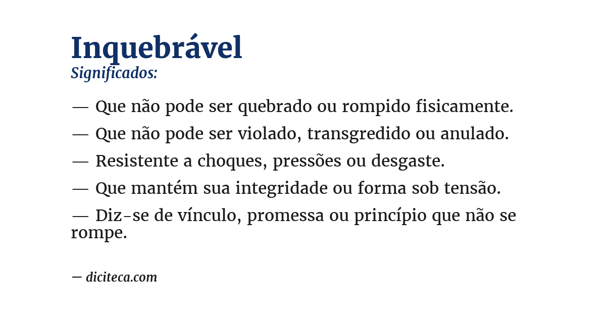 Significado de inquebrável