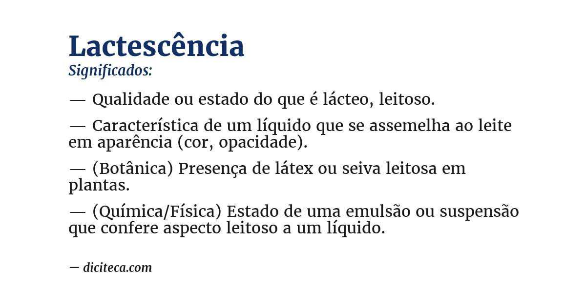 Significado de lactescência