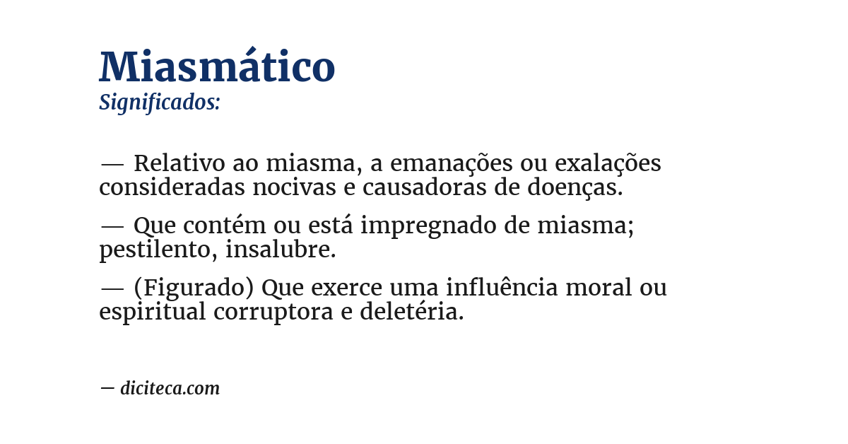 Significado de miasmático