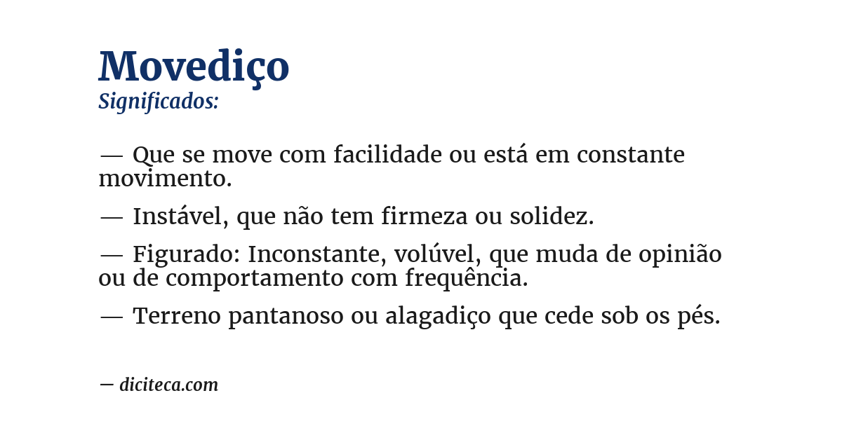 Significado de movediço