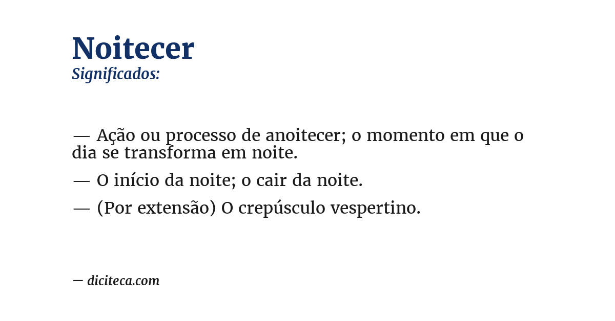 Significado de noitecer