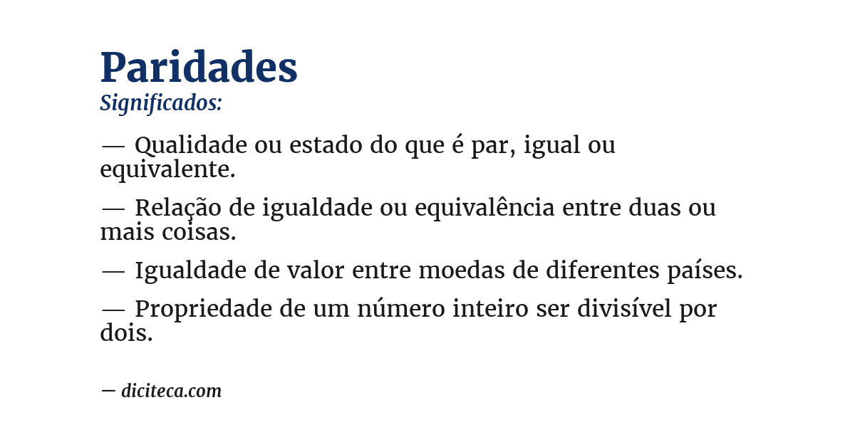 Significado de paridades
