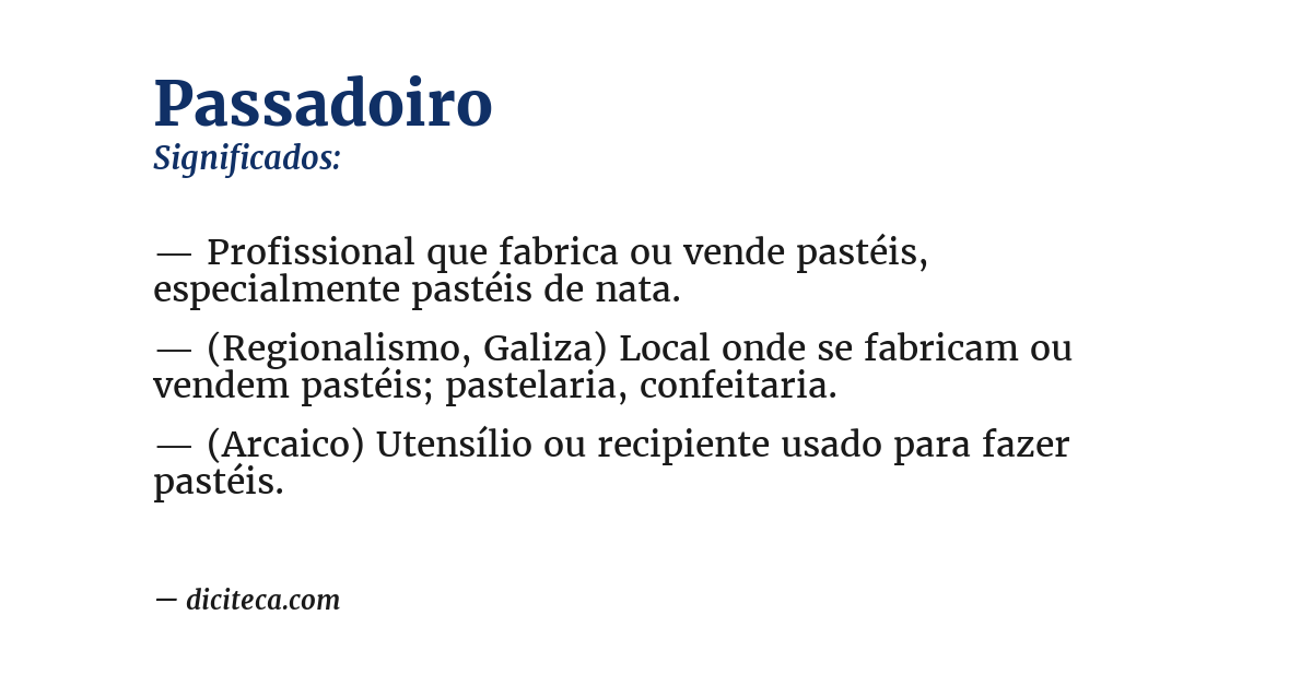 Significado de passadoiro