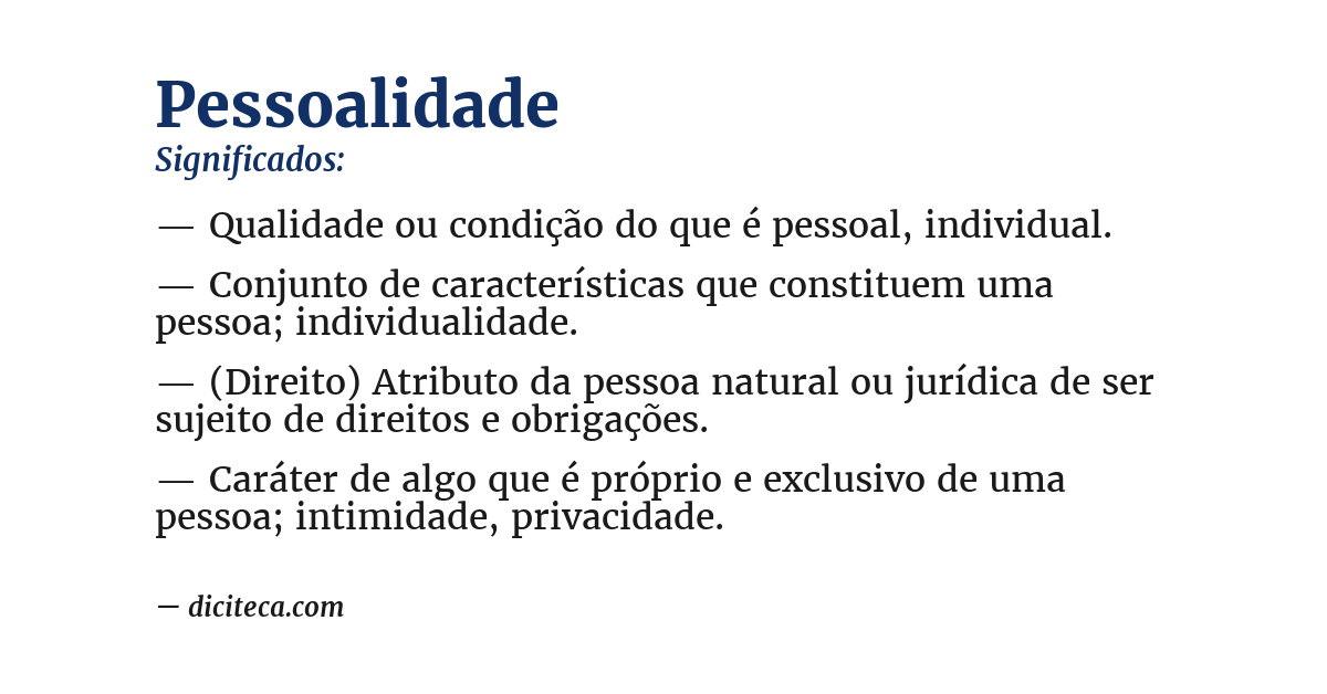 Significado de pessoalidade